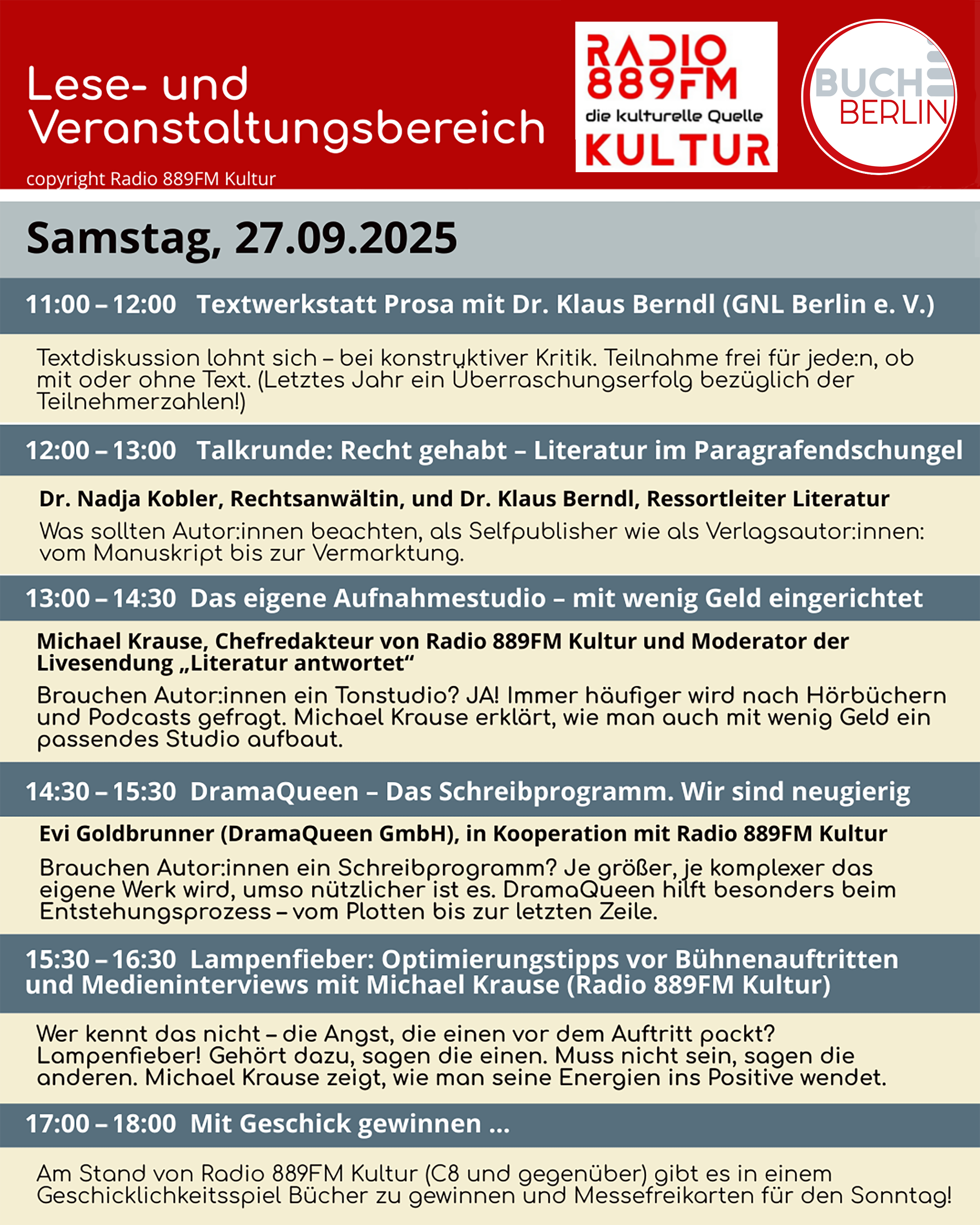 Veranstaltungen Radio 889FM Kultur SA